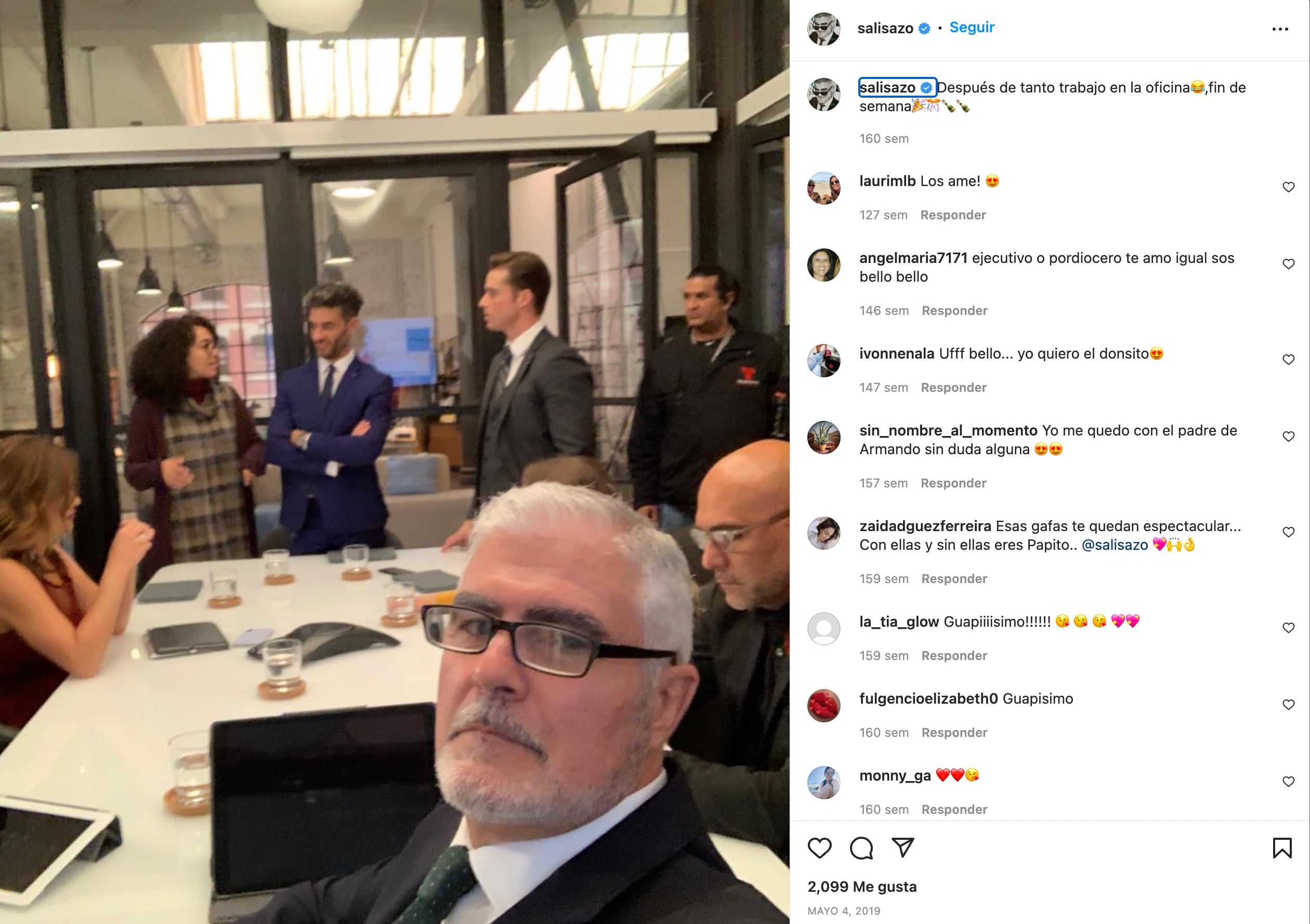 Saúl Lizaso con sus compañeros de 'Betty la Fea en NY'