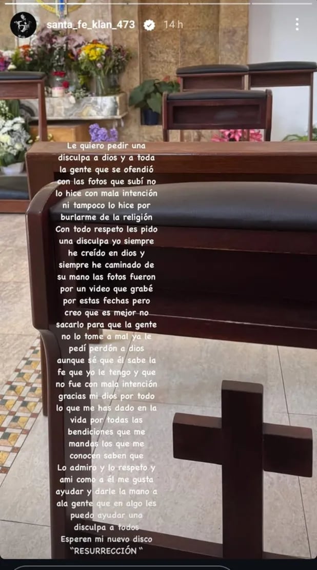 Santa Fe Klan pide disculpas por sus fotos crucificado