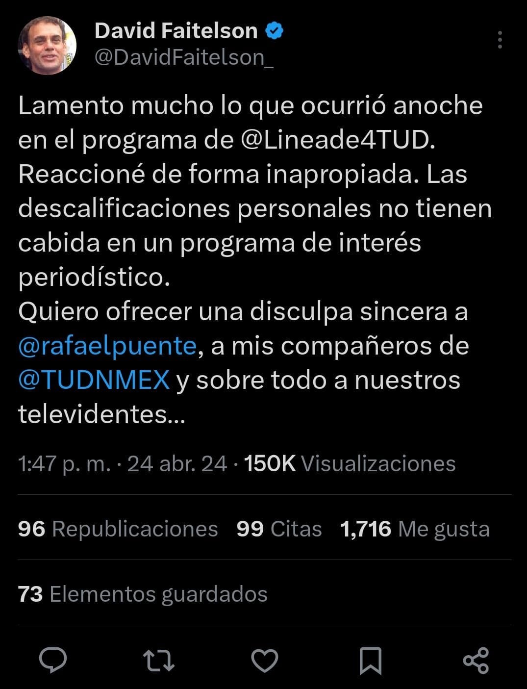 Disculpas de David Faitelson a Rafael Puente Jr.