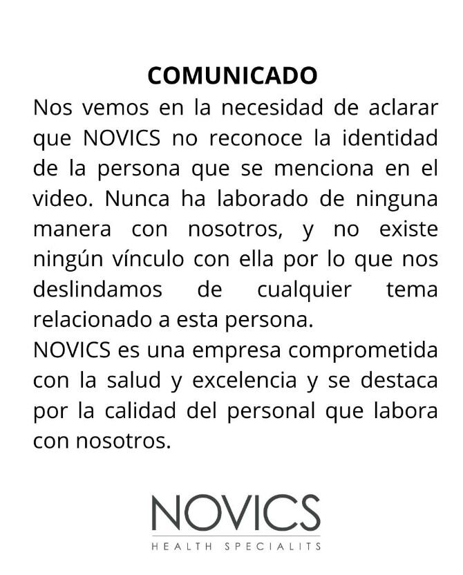 Comunicado Novics Heath Especialists