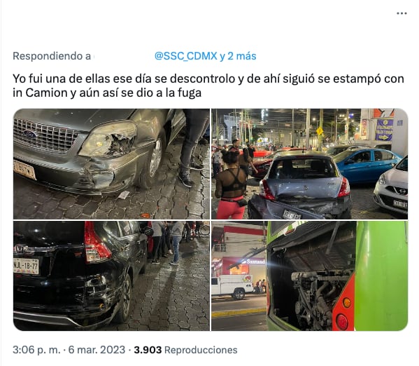 Autos chocados por camioneta en PlaSalud