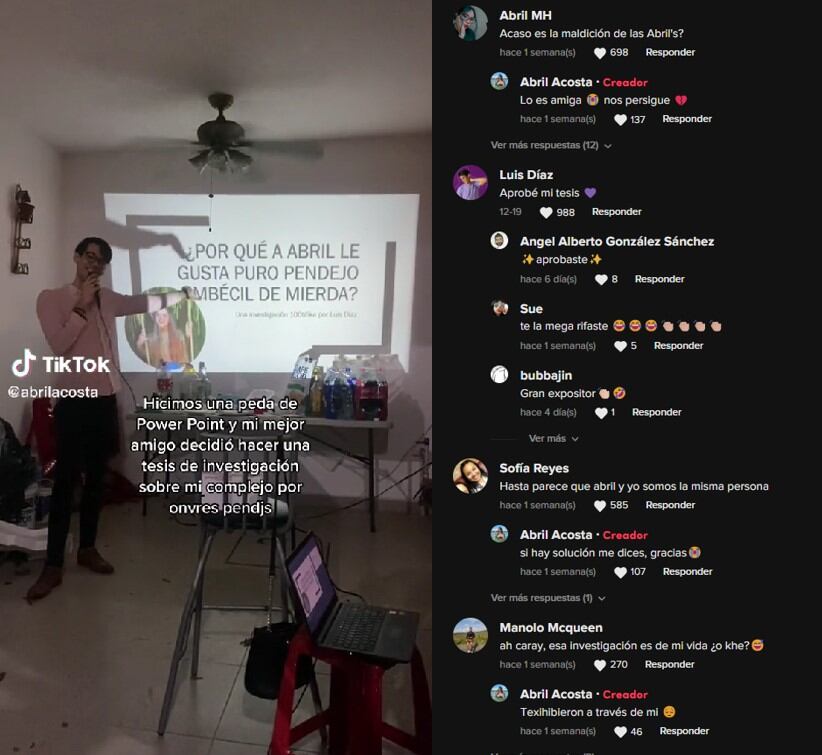 Reacciones a video de diapositivas de TikTok