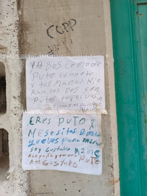 Letreros de su vecino con amenazas