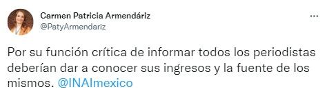 Patricia Armendáriz dice que todos los periodistas deben informar sus ingresos