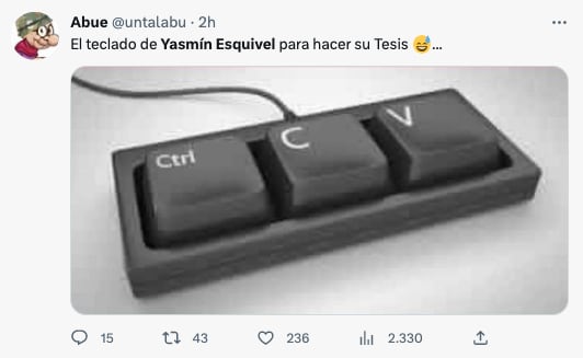 Memes a Yasmín Esquivel por plagio de tesis de Doctorado