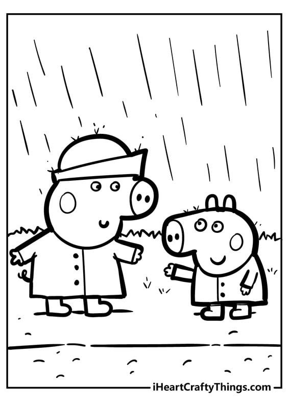 Dibujos de Peppa Pig otoño para colorear