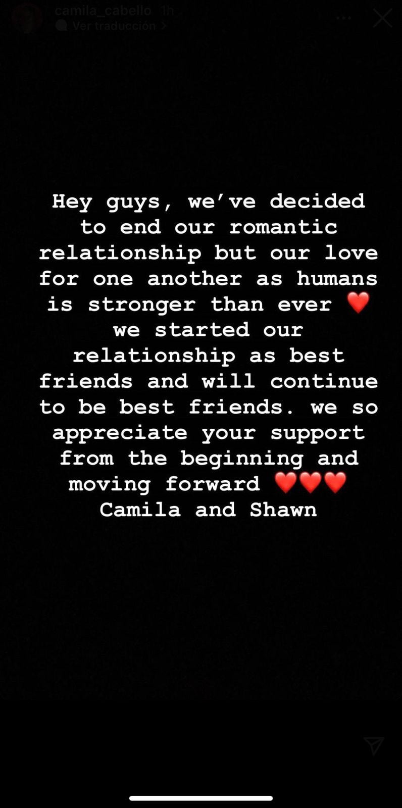 Camila Cabello y Shawn Mendes terminan