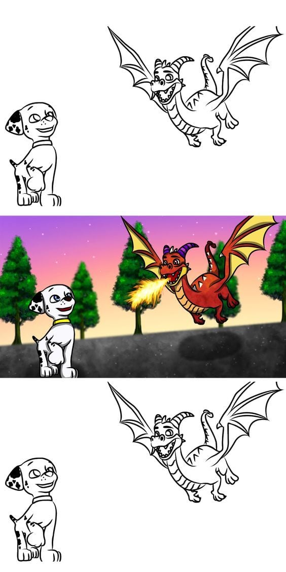 Dibujos de Paw Patrol y dragones bebés para colorear