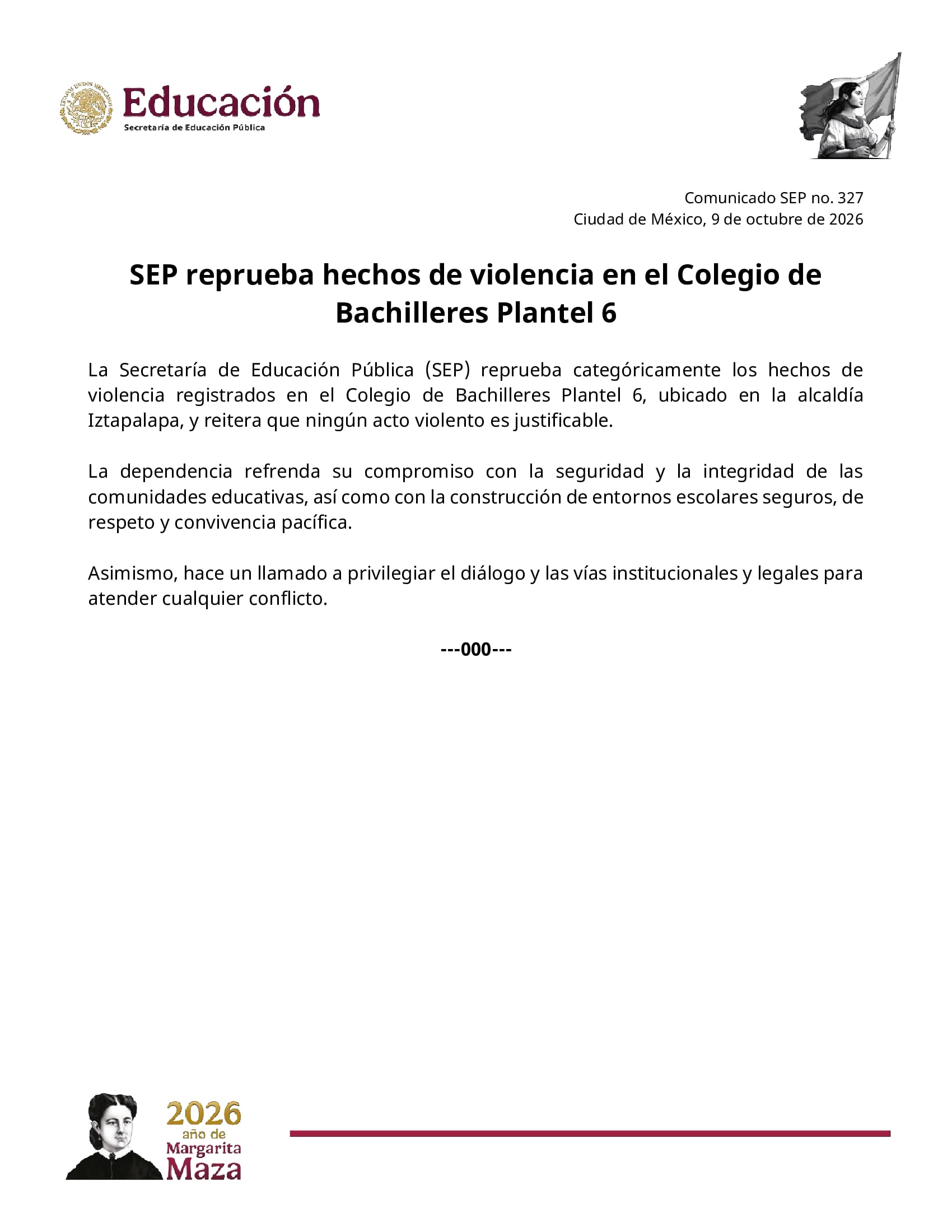 SEP condena agresiones en Bachilleres 6