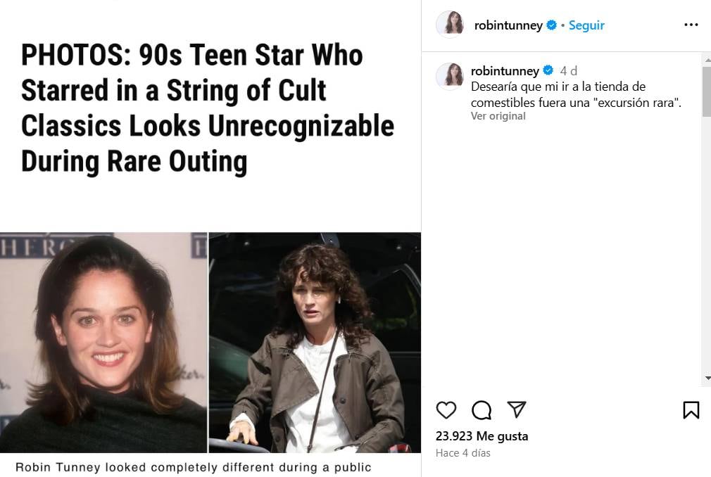 Robin Tunney es captada en el súper mercado y causa extraña titulares