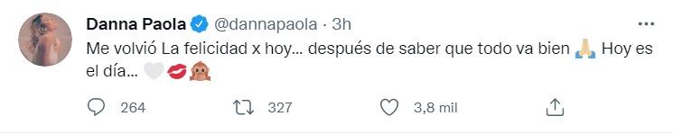Danna Paola dice que la felicidad volvió