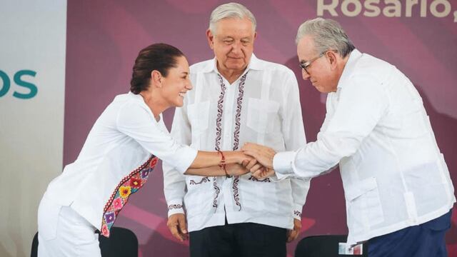 AMLO, Claudia Sheinbaum y Rubén Rocha.