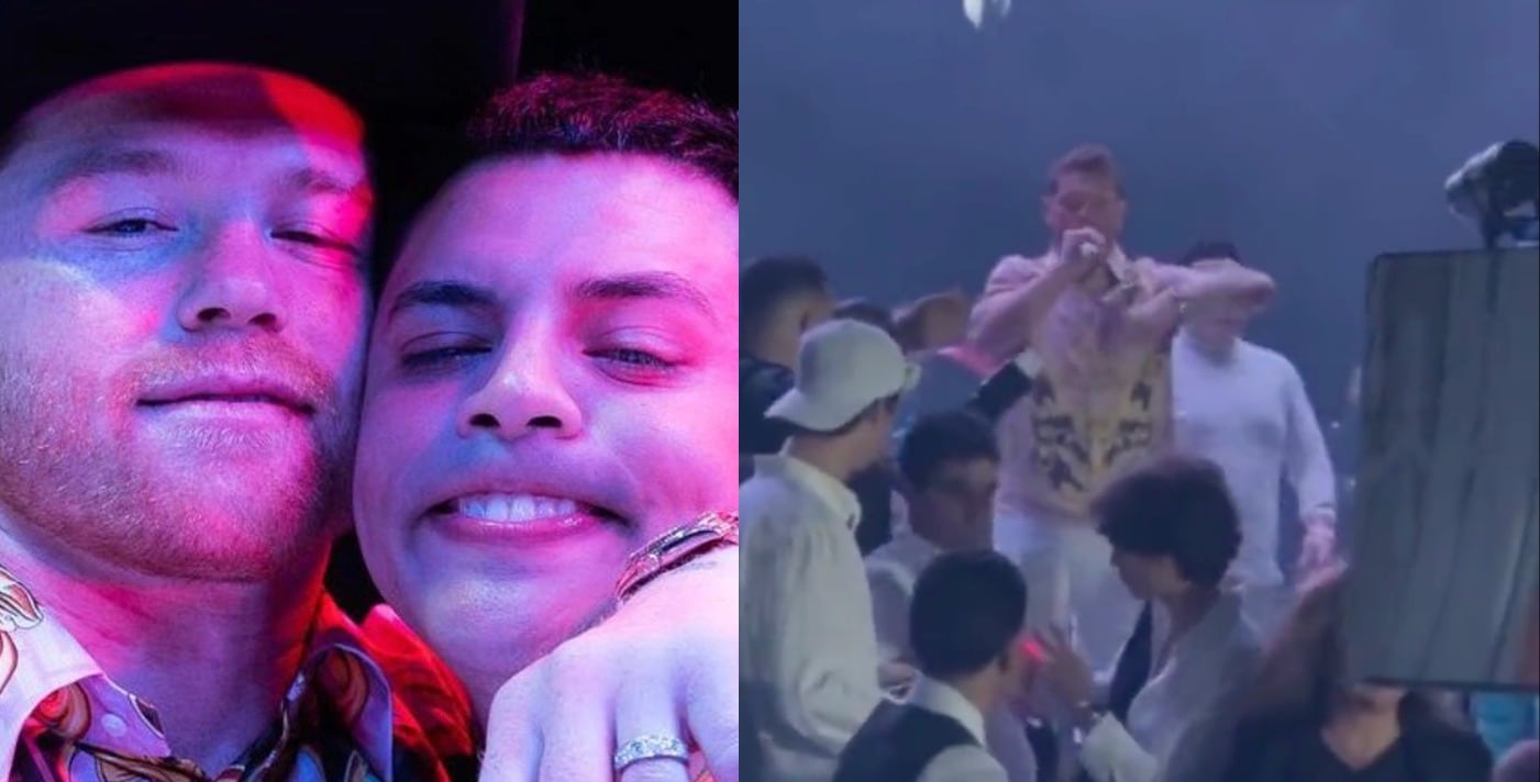 Canelo y Eduin Caz en la fiesta de XV Años de la hija del boxeador