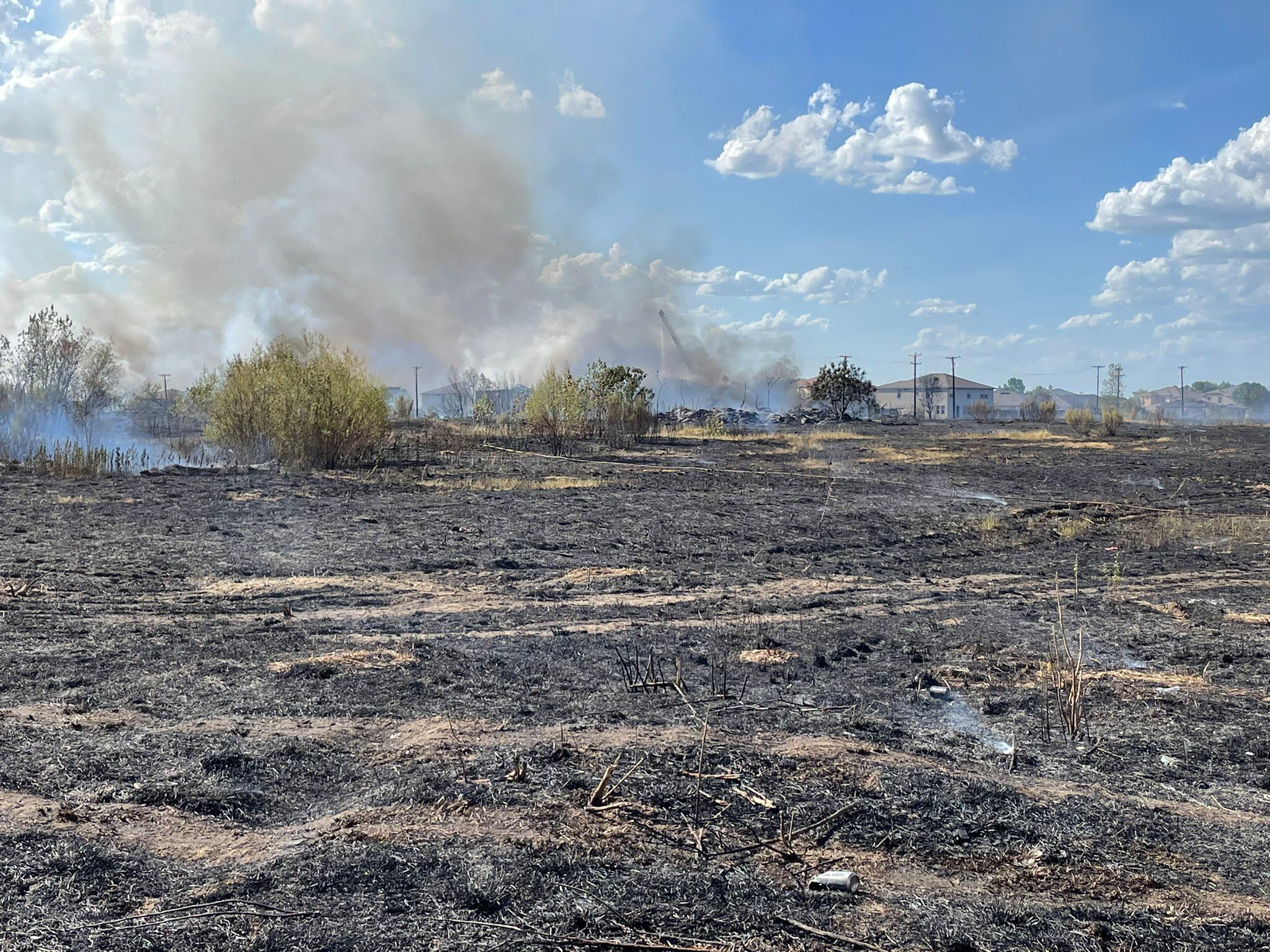 Pasto quemado por incendio en Texas