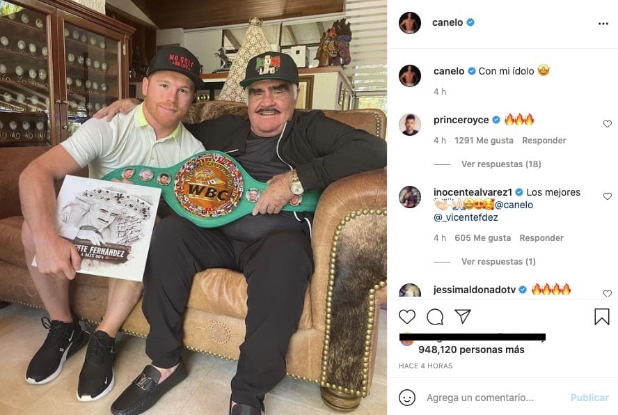 Canelo presumió su encuentro con Vicente Fernández