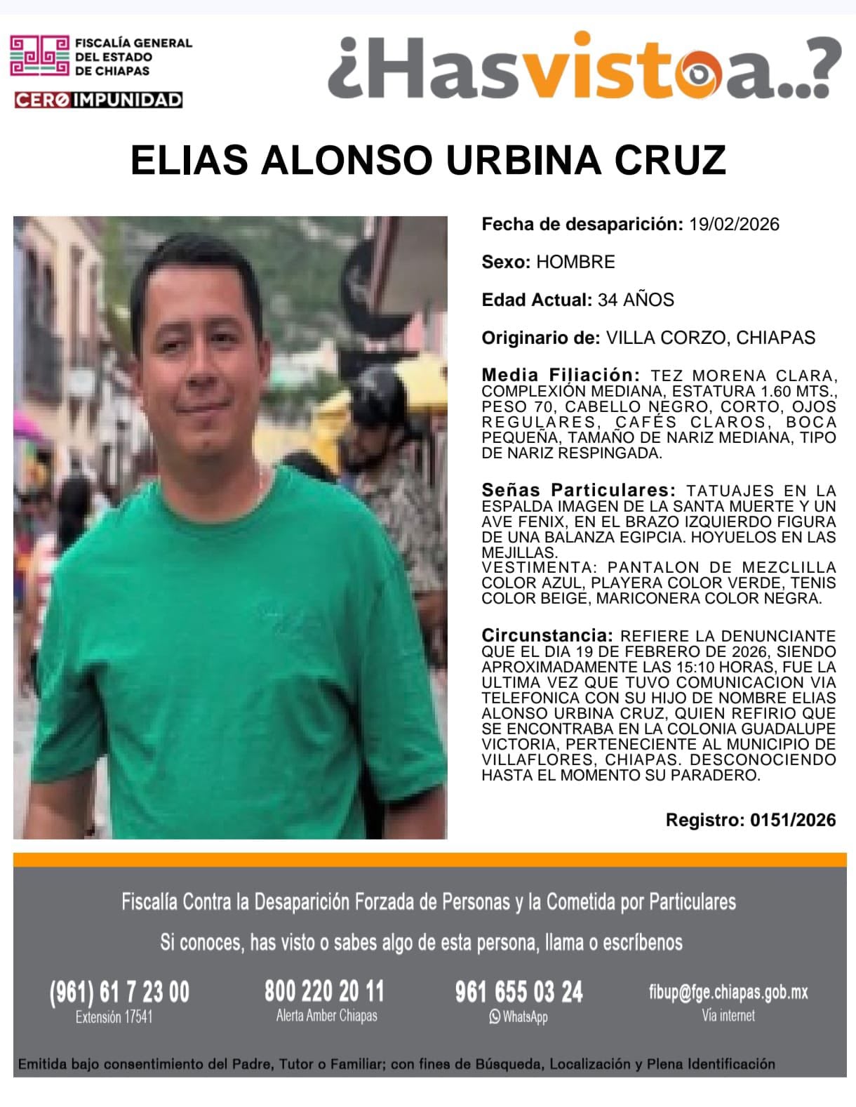 Desaparición de Elías Alonso Urbina