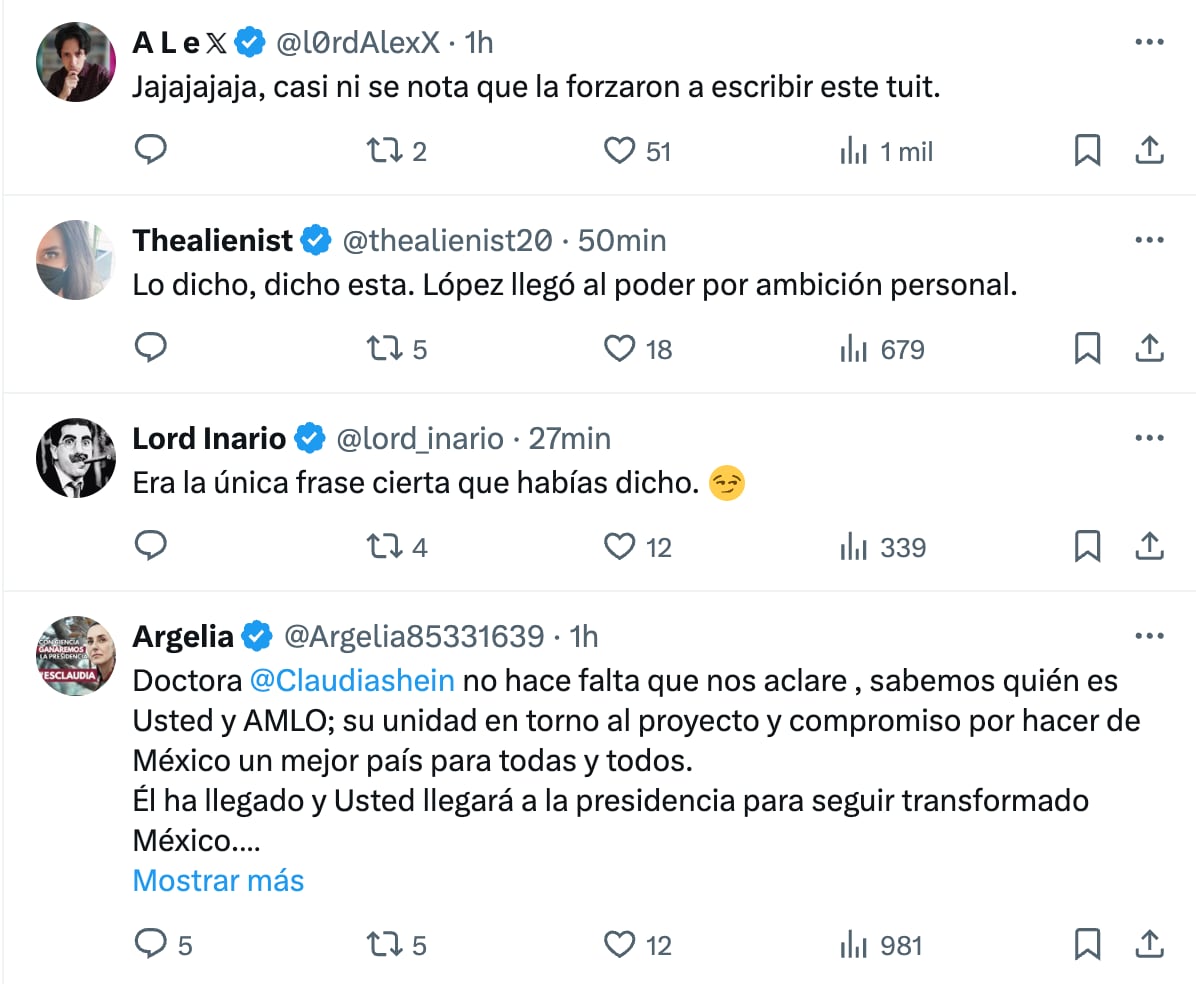 Oposición malinterpretó que Claudia Sheinbaum dijo que AMLO es presidente por ambiciones personales