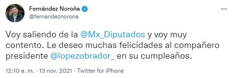 Noroña Felicita a AMLO por su cumpleaños