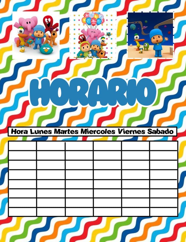 Horario escolar de Pocoyó para imprimir