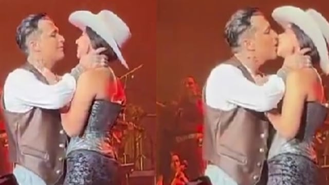 Christian Nodal y Ángela Aguilar se besan en público
