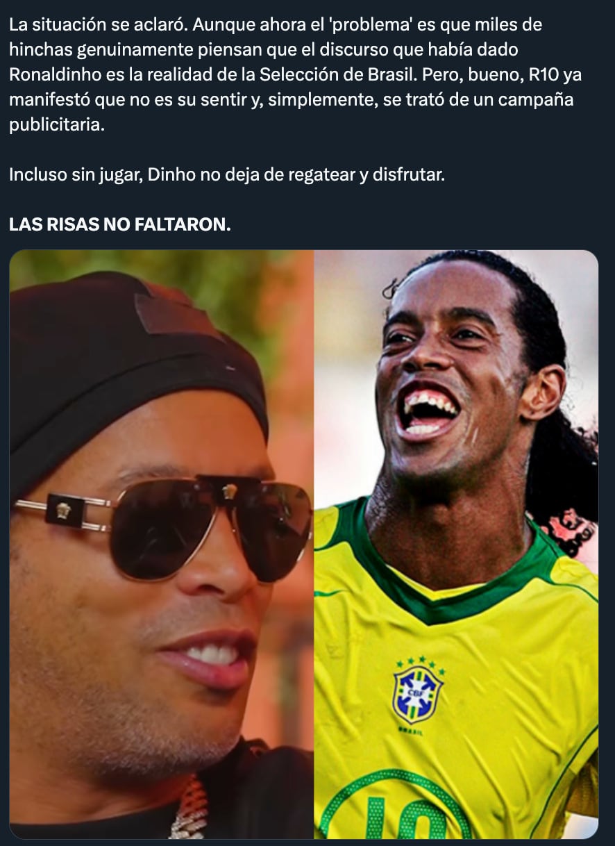 Ronaldinho confiesa que todo fue parte de una campaña publicitaria