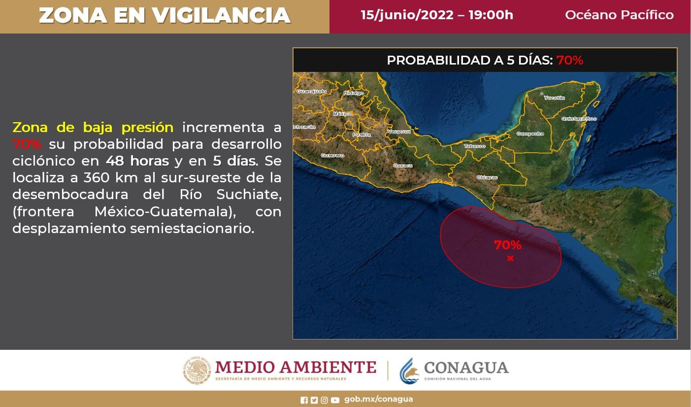 Huracán Blas crea zona de baja presión en Chiapas que formaría nuevo ciclón