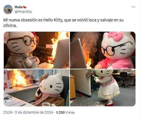 Memes de Hello Kitty con estrés laboral
