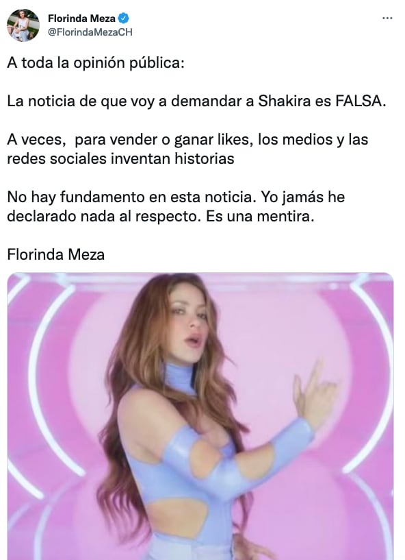 Florinda Meza niega demanda a Shakira.