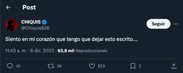 Chiquis Rivera preocupa a sus seguidores con un mensaje en el que señala temer por su integridad