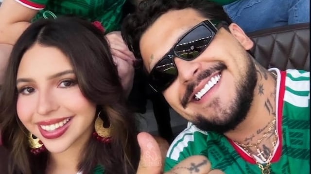 Ángela Aguilar y Christian Nodal en el partido de México vs Ecuador.