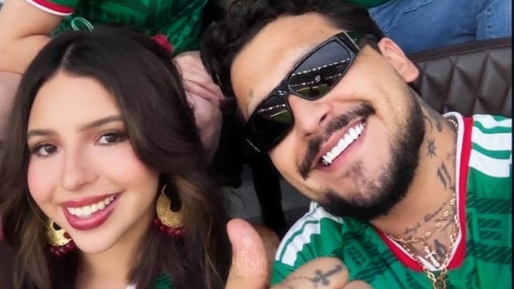 Christian Nodal, Ángela y Pepe Aguilar sorprenden en el México vs Ecuador