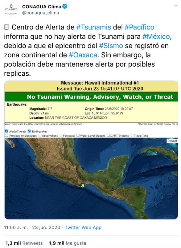 Tuit borrado por Conagua
