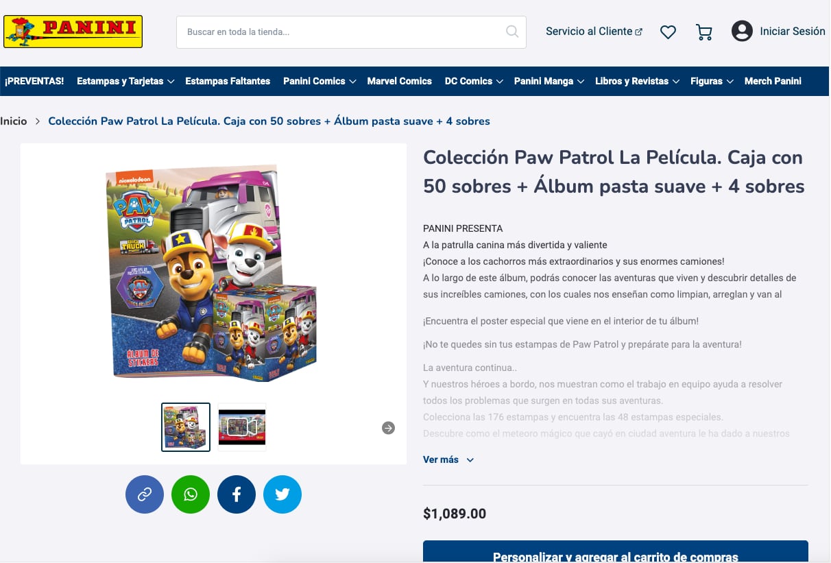 Álbum de estampas de Paw Patrol