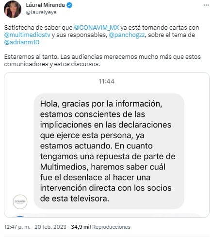 Laurel Miranda sobre la actuación de Conavim en el caso de Adrián Marcelo