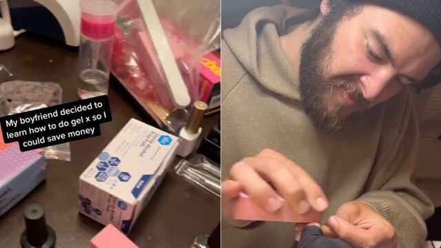Novio aprende a hacerle el gelish para ahorrarse dinero