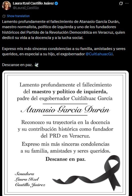 Muere Atanasio García Durán, padre del exgobernador Cuitláhuac García