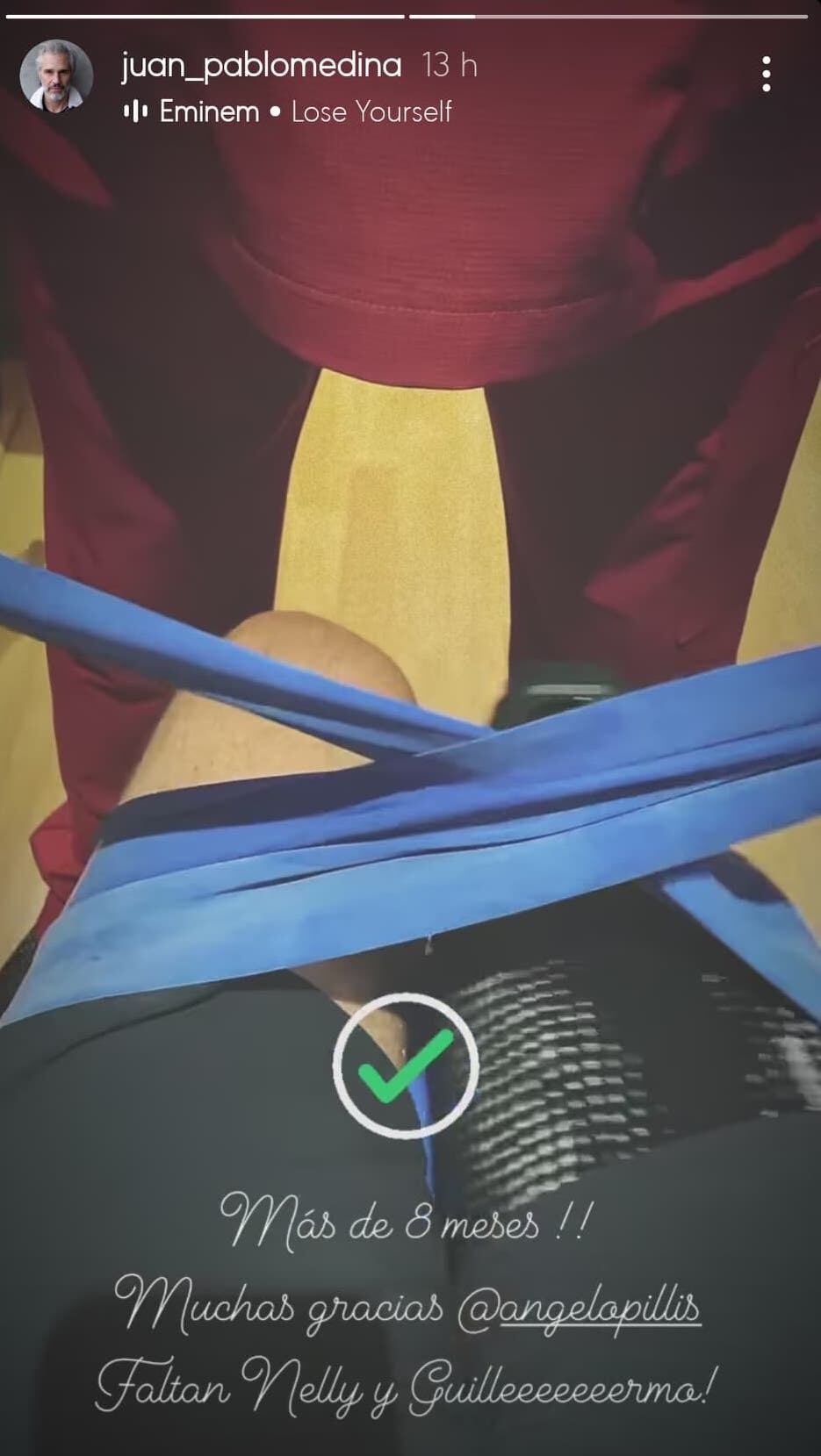 Juan Pablo Medina en rehabilitación.