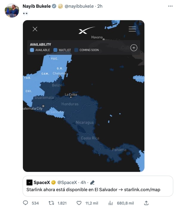 Nayib Bukele sobre la llegada de Starlink a El Salvador