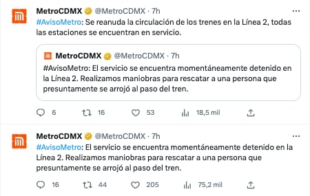 Rescatan con vida a estudiante que se arrojó al paso del tren del Metro CDMX