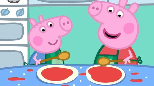 Peppa Pig y George aprenden a hacer pizza