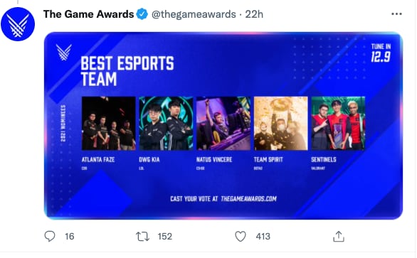 The Game Awards 2021: Mejor equipo de eSports