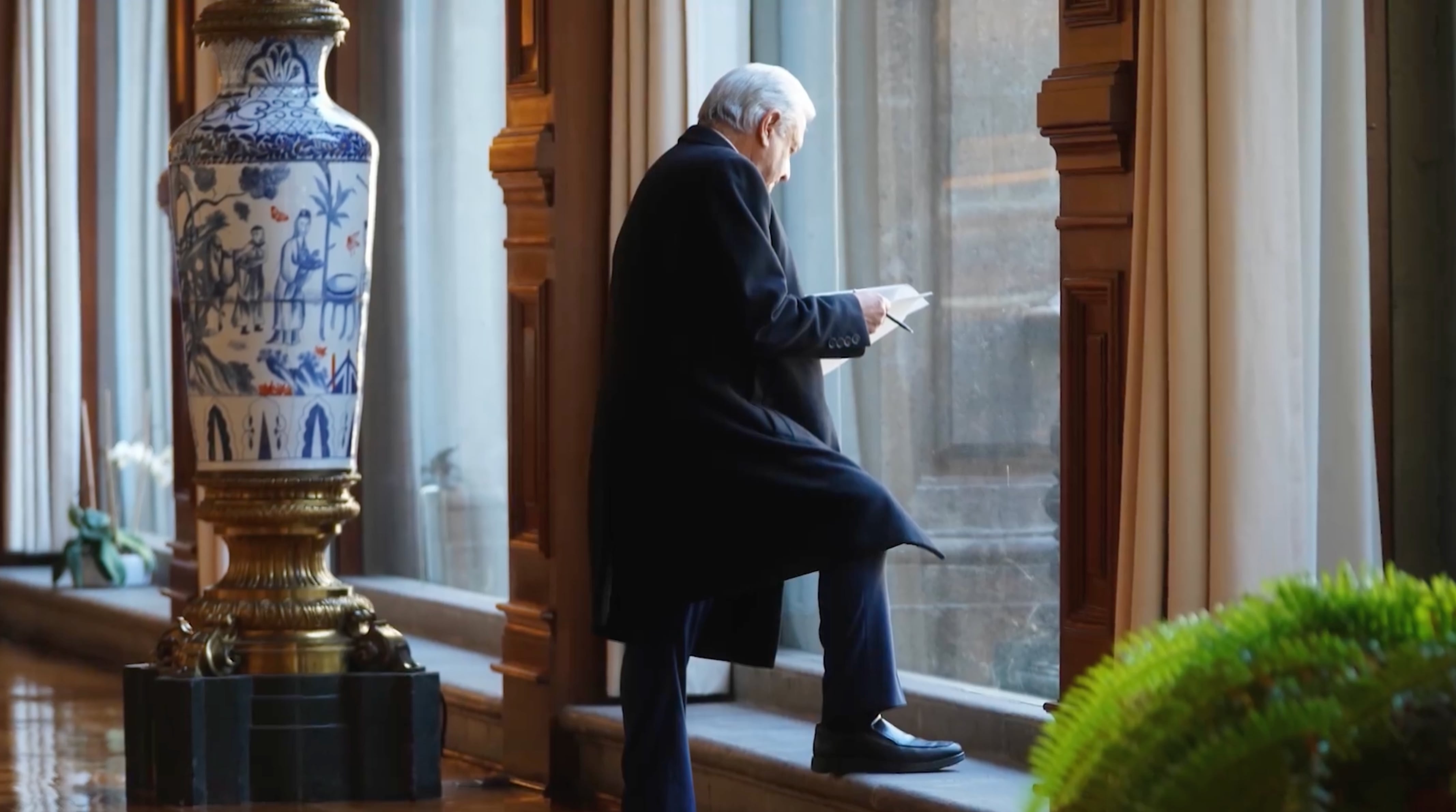 El presidente AMLO prepara un discurso