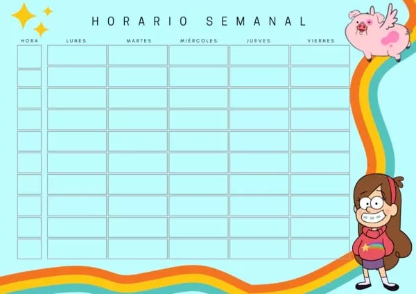 Horario escolar de Gravity Falls para imprimir: 3 plantillas para el regreso a clases 2024