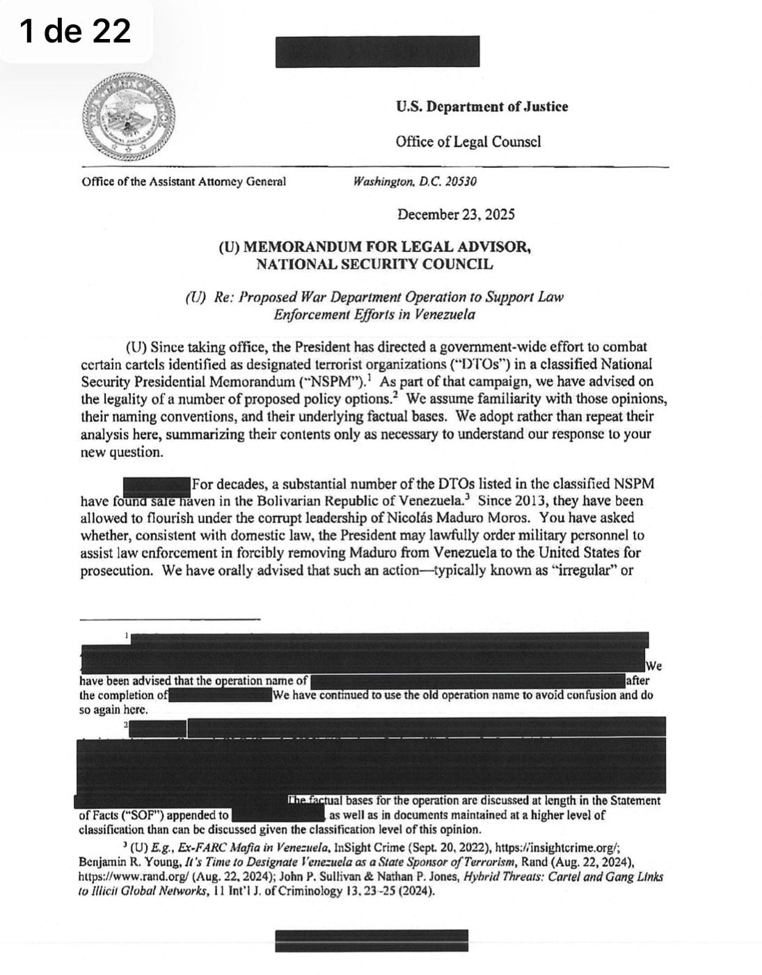 Estados Unidos da su versión legal sobre la captura de Maduro sin aval del Congreso