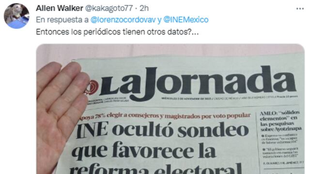 Usuarios critican a Lorenzo Córdova por justificación de encuesta del INE sobre reforma electoral