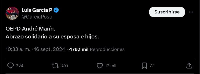 Palabras de Luis García por la muerte de André Marín.