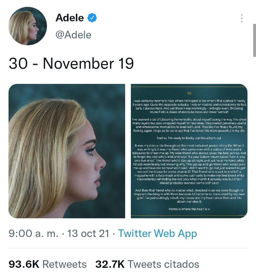 Publicación de Twitter