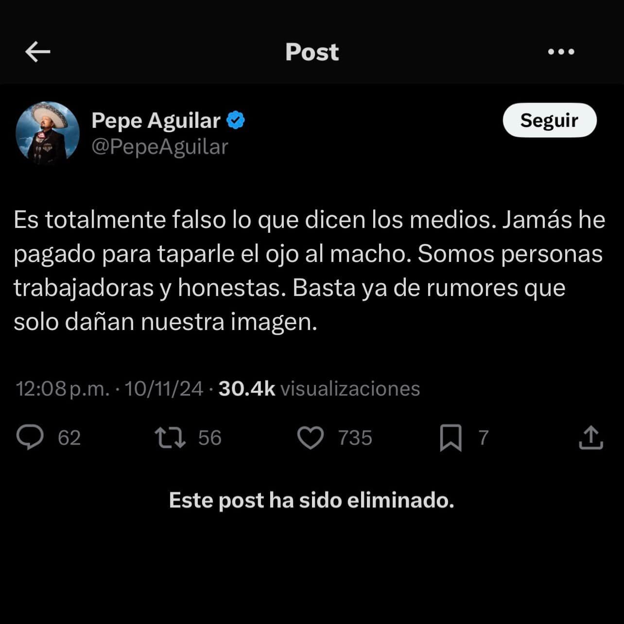 Tweet de Pepe Aguilar sobre Zorrito YouTubero.