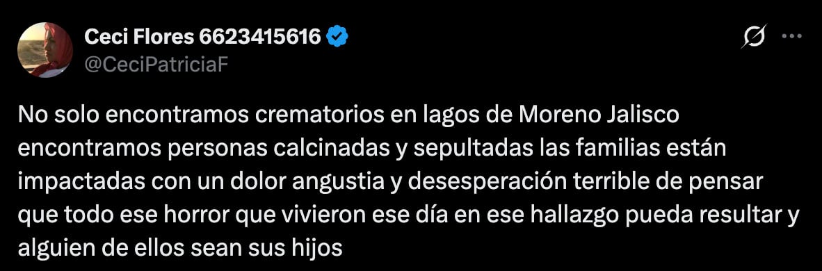 Ceci Flores revela el hallazgo de más fosas en Lagos de Moreno