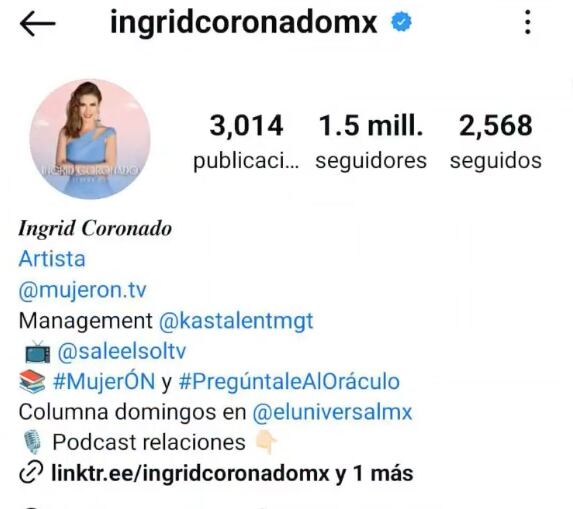 Ingrid Coronado elimina etiqueta de Sale el Sol
